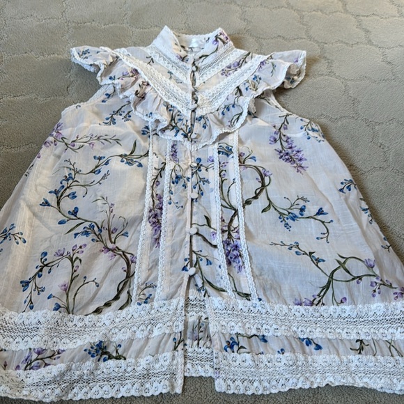 Zimmermann Sleeveless Ruffle and Lace Mockneck Blouse sz 0 - Picture 9 of 11